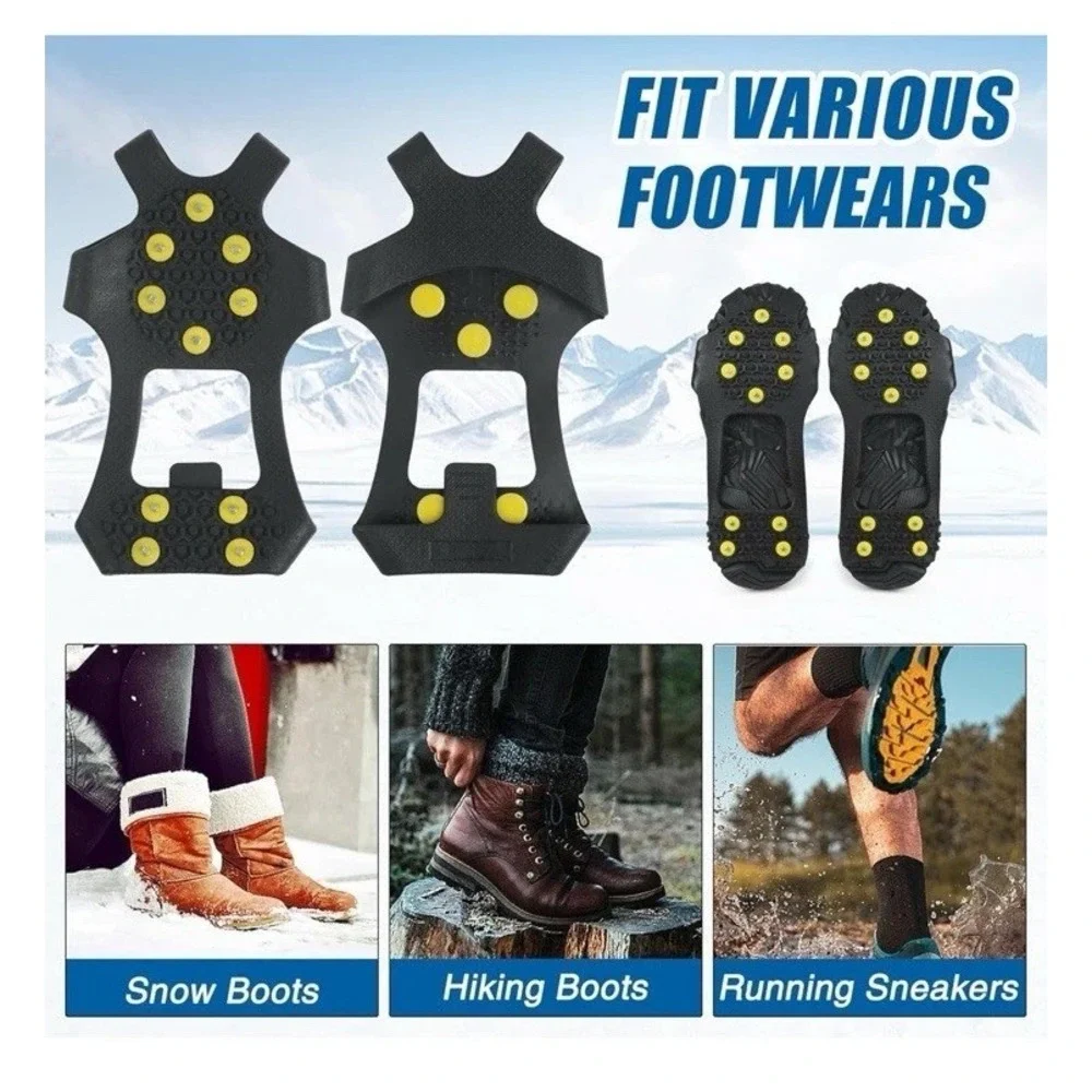 Ice Cleats Snow Traction Crampons Shoe/Boots Overshoe Walking on Snow/Ice Sz L